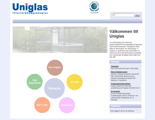 Uniglas nya webbplats